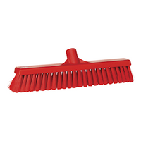 Vikan General Purpose Broom, 410mm, Soft and Hard, Red, Each Each