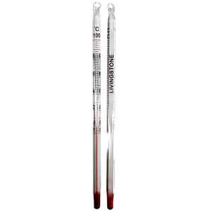 Damaged, Liv Lab Thermometer, Red Spirit, Minus 10 to 100 Degrees Celsius, 2.0 Degree Division, Total Immersion, 155mm Length, Each