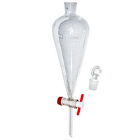 Separating Funnel, Cylindrical, with Teflon Stopcock, 250mL, Glass, Each Each