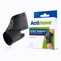 Actimove Sports Ankle Elastic Wrap Around, Light Support, Medium, Black, Each Each