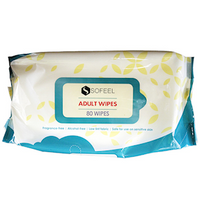 Sofeel Wet Adult Wipes with Soft Cover, 21 x 26cm, 80 Wipes/Pack