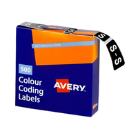 Avery Side Tab Colour Coding Label, 'S', 25 x 38mm, Dark Green, 500 Labels/Roll Box
