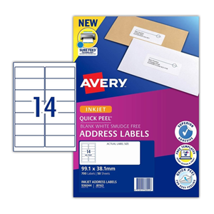 AVERY INKJET LABELS J8163M 140P 99.1X38.1MM BX/50 Box
