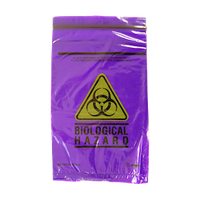 Livingstone Biohazard Specimen Bag, 16 x 24.5cm, 3-Ply, 2 Compt, Zip Compt, 2-Ply, 45um, Pouch Compt, 1-Ply, 32um, PurpleTint, 100Pcs/Pk Pack