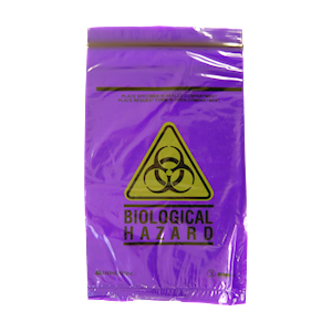 Livingstone Biohazard Specimen Bag, 16 x 24.5cm, 3-Ply, 2 Compt, Zip Compt, 2-Ply, 45um, Pouch Compt, 1-Ply, 32um, PurpleTint, 100Pcs/Pk Pack