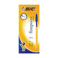 BIC Crystal Ballpoint Pens, Fine, Blue, 12/Box Box