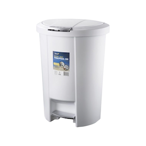 Oates Push Pedal Bin, 50L, 37(L) x 47(W) x 63(D) cm, 2.48kg, White, Each Each