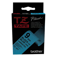BROTHER TAPE TZ 9MM TZ-521 BLKON BLUE EACH Pack