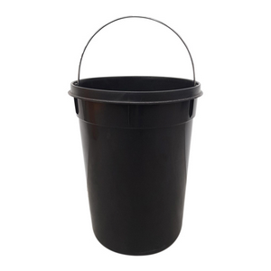 Bucket, 20 Liters, 28.5 Top Diameter x 23 Bottom Diameter x 38 Height cm, with Metal Handle, without Lid, Recyclable Plastic, Black Each