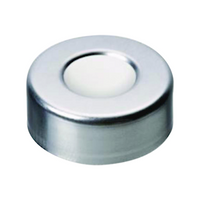 Livingstone Crimp Cap, 20mm, with 3mm Thick Natural PTFE/White Silicone Septa, Open Top, Aluminium, 100 Pieces/Pack
