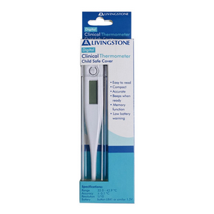 Livingstone Digital Clinical Thermometer, with Beeper, Memory and Child Safe Cover, 32 to 42.9 Degree Celsius, Each Each
