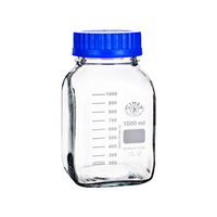 Simax Reagent Bottle, GL80, Blue Polypropylene Cap and Blue Outlet Ring, 1L, Each Each