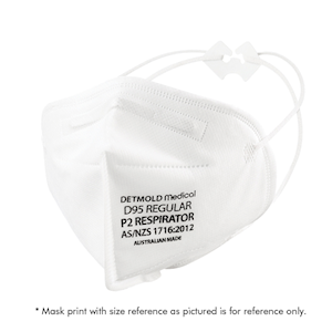Detmold Medical D95 P2 Respirator Masks, with Head Bands & Fitclip, AS/NZ Standard, Non-Sterile, Latex Free, 25/Box Box