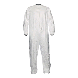 DuPont Tyvek IsoClean Coverall with Bound Neck, Large, Unhooded, White, 25 Pieces/Carton