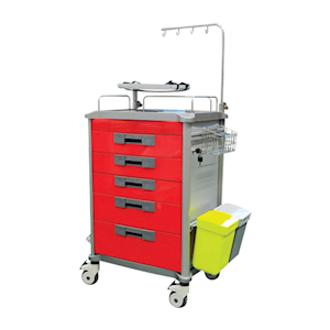 Pacific Medical Emergency Trolley, Dimensions: 650mm x 480mm x 980mm, Drawer Sizes: (1) 3 x 110mm, (2) 1 x 135mm, (3) 1 x 195mm, Each Each