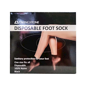 Livingstone Disposable Foot Socks, One Size Fits All, Black, 100/Box Box