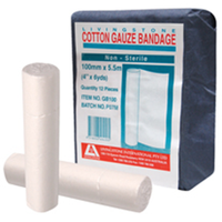 Livingstone Gauze Bandage, Wide Open Weave WOW, Latex Free, 100mm x 5.5m, Loose Each