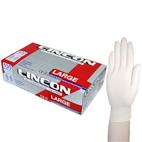 Lincon Biodegradable Latex Examination Gloves, AS NZ Standard, Low Powder, Large, Cream Colour, HACCP Grade, 100/Box Box