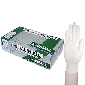 Lincon Biodegradable Latex Examination Gloves, AS NZ Standard, Low Powder, Large, Cream Colour, HACCP Grade, 100/Box Box