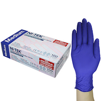 Ni-Tek Nitrile Accelerator Free Gloves, ASTM Standards, Powder Free, EN374, Large, Blueple Colour, 100/Box Box
