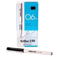 Artline 210 Fineliner Pen, 0.6mm, Medium Point, Blue, 12/Pack Box