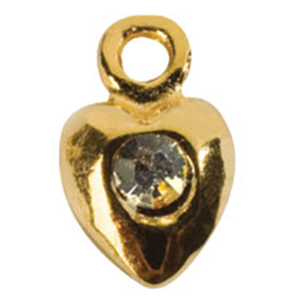Dangle Gold - Small Heart with 1 Cubic Zirconia Each