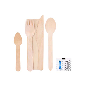 Closed Loop, Wooden Knife, Fork, Spoon, Teaspoon, Napkin, Salt & Pepper Set, FSC 100pct Forest Birch, Coated, 300 Sets/Carton Carton