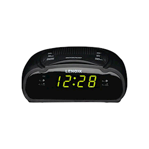 Lenoxx Clock Radio AM/FM, with Green LED Time Numbering, Each Each