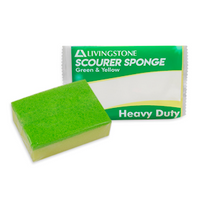 Livingstone Green Scourer with Yellow Sponge, 10 x 7 x 3cm, Heavy Duty, 60 Pieces/Pack Pack