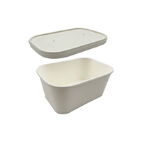 LivEco Rectangular Paper Take Away Container Set, with Base and Lid, 1000mL, 350gsm PLA, White Paper, 300 Pieces/Carton Carton