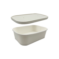 LivEco Rectangular Paper Take Away Container Set, with Base and Lid, 650mL, 350gsm PLA, White Paper, 300 Pieces/Carton Carton