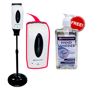 Hand Sanitising Starter Kit 1 Auto Dispenser(DISPSOAP) 1 Dispenser Floor Stand(DISPSTAND) & 1 Free Hand Sanitising Gel 375ml(LIVSAN375N) Kit