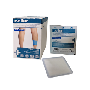 Melior Super Absorbent Underpad Dressing, 10 x 10cm, Fluid-Repellent Backing Barrier, Blue, Breathable, 50 Pieces/Box