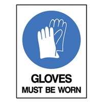 Safety Sign "Gloves Must Be Worn", 225 x 300mm, Metal, Each Each