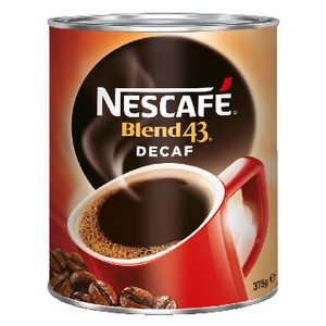 Out of Date, Nescafe Blend 43 Decaf Coffee, 375 Grams, Tin Can, Each, Original Unopened Condition, Price Discounted, While Stocks last Each