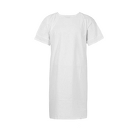 MEDI8 Patient Short Sleeve Gown, Open Back with Ties, 155 GSM, 50pct Polyester Cotton, White, Each Each