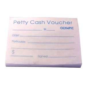 PETTY CASH VOUCHER PAD 30LF 75X100MM EACH Each