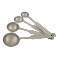 Measuring Spoons, 4 Piece Set, 1.25ml, 2.50ml, 5ml and 15ml, Round, Stainless Steel, Each Each