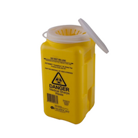 Livingstone Needles Sharps Waste Collector, 1.4Litres Capacity, 9.5 x 9.5 x 20H cm, Yellow with Snap On Flat Top Lid, Each Each