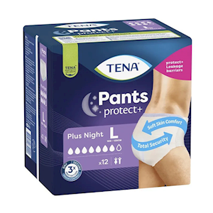 Tena Pants Protect Plus Night, 100 - 135cm, Large, 12 Pieces/Pack