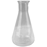 Livingstone Erlenmeyer Conical Flask, 500ml, Narrow Neck, 34mm Neck Diameter, Borosilicate Glass, Graduated, Each