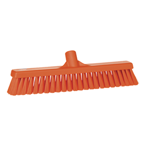 Vikan General Purpose Broom, 410mm, Soft and Hard, Orange, Each Each