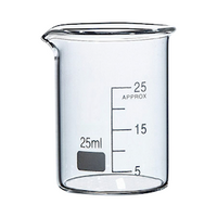 Simax Beaker, 25ml, Low Form, Graduated with Spout, 34 (Diameter) x 50 (Height) mm, European, 10 Pieces/Box Carton