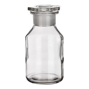 Simax Laboratory Reagent Bottle, 50ml, Wide Neck, with Glass Stopper, 24/20 Socket Joint, Clear, Borosilicate Glass, Each Each
