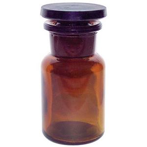 Livingstone Reagent Bottle with Ground-In Stopper, 50mL, Socket Joint 24/20, Amber, Borosilicate Glass, European, Each Each