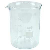Simax Beaker, 600ml, Low Form, Graduated with Spout, Borosilicate Glass, 90 (Diameter) x 125 (Height) mm, European, 10 Pieces/Box Box