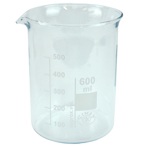 Simax Beaker, 600ml, Low Form, Graduated with Spout, Borosilicate Glass, 90 (Diameter) x 125 (Height) mm, European, 10 Pieces/Box Box