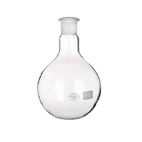 Simax Flat-Bottom Spherical/Boiling Flask, 50ml, Socket Joint 14/23, 51(D)mm x 100(H)mm, Borosilicate Glass, Clear, European, Each Each