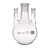 Simax Boiling/Spherical Flask, Round-Bottom, 3 Necks, 500mL, Centre SJ 29/32, Lateral Side SJ 14/23, Boro, Euro, Each Each