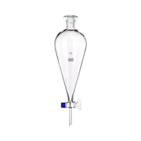 Simax Separating Funnel, Pear Shape, with 29/32 Socket Joint Stopper, Key No. 4, 500mL, Stem 10 x 70(H)mm, Boro Glass, European, 2/Box Carton